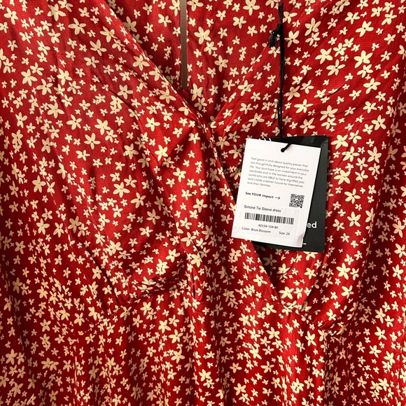 NWT Able Simone Tie Sleeve Dress 2X Brick Red - Picture 4 of 4